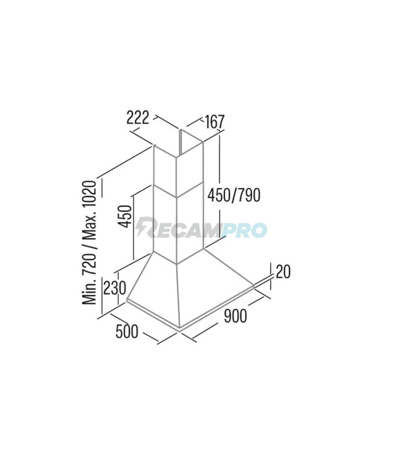 CAMPANA DECORATIVA DE PARED CATA, OMEGA 900 WH 02004010