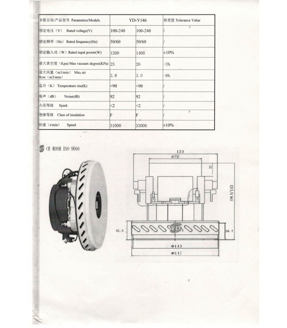 MOTOR ASPIRADOR UNIVERSAL 1200W 54AS013