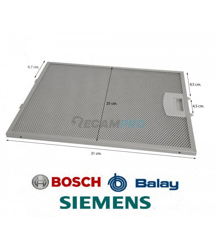 Filtro Campana Balay Bosch Metalico 310x250x10mm 353110