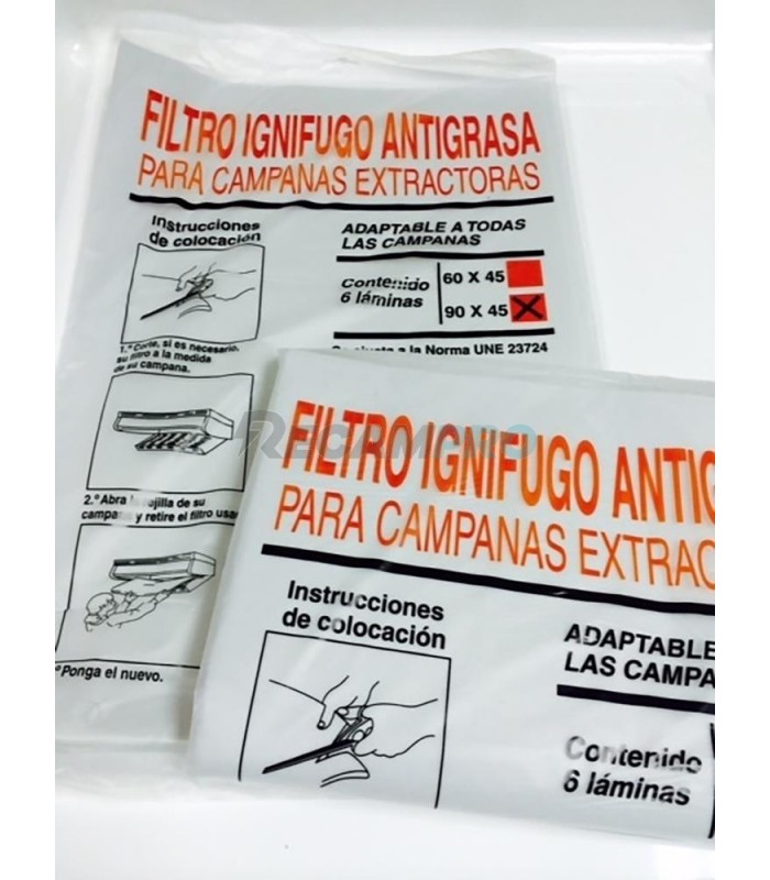 6 FILTROS PARA CAMPANA EXTRACTORA DE 90X45 (filtro extractor de humos cocina)