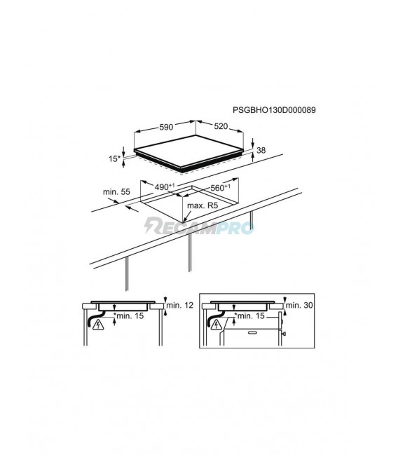 PLACA VITROCERÁMICA COMPLETA ELECTROLUX EHF6231IOK DE 3 ZONAS Y 60 CM. 949492252